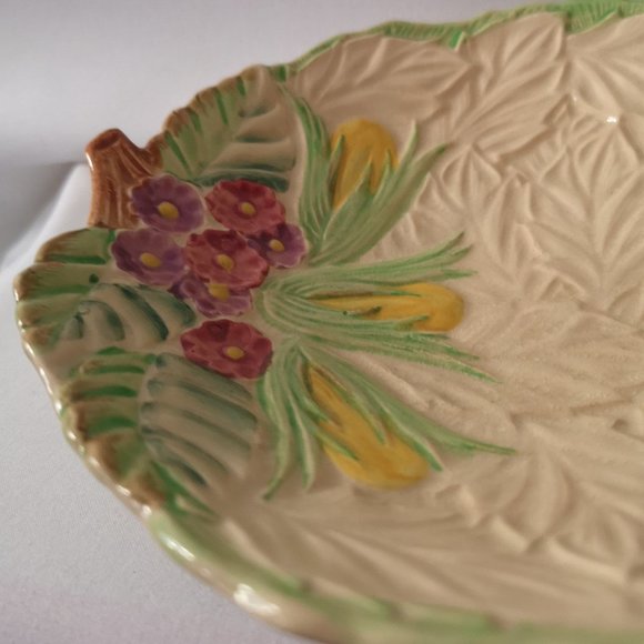 Vintage Wade Heath Trinket/Display Shallow Bowl, Textured Floral and Leaves - Picture 3 of 4